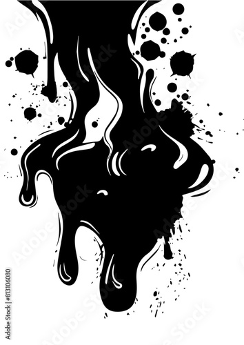 Coulées d'encre noire vectorisées sur fond transparent