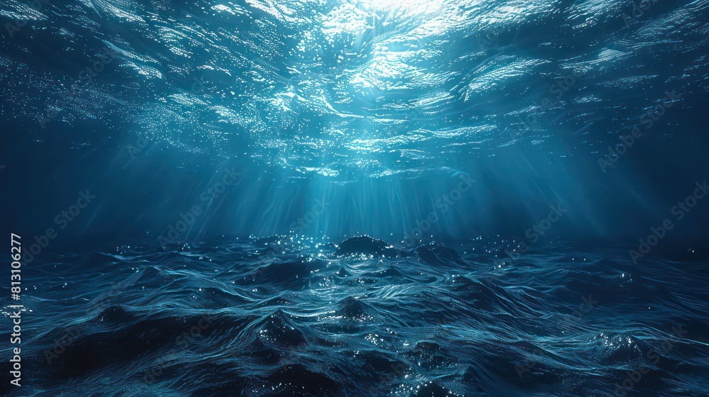 ocean with clear blue waters, under the bright sun and blue sky ocean with clear blue waters, under the bright sun and blue sky