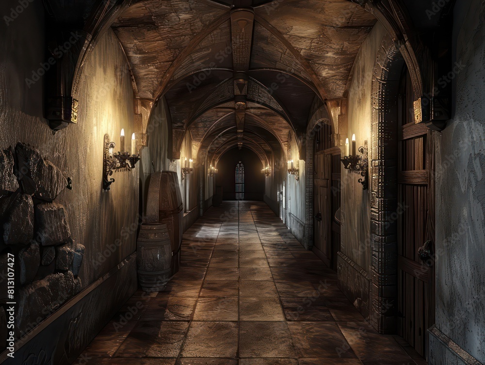 hallway inside a medieval castle