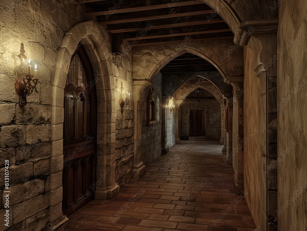 Fototapeta premium hallway inside a medieval castle