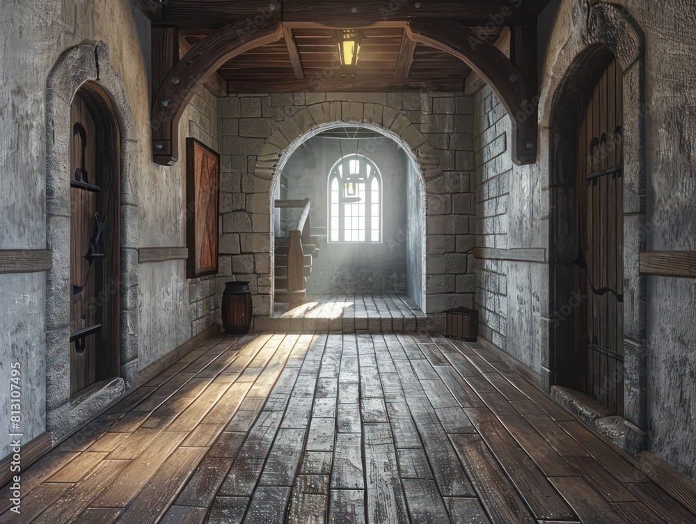 Fototapeta premium hallway inside a medieval castle