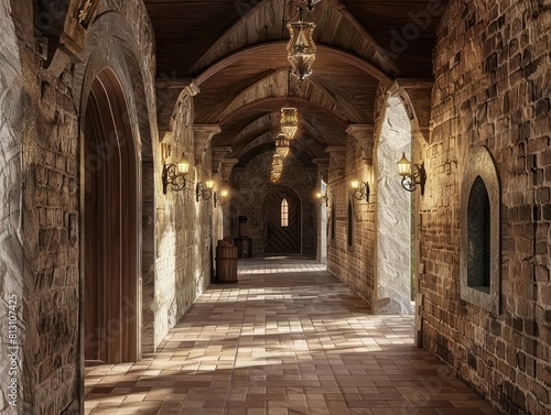 hallway inside a medieval castle