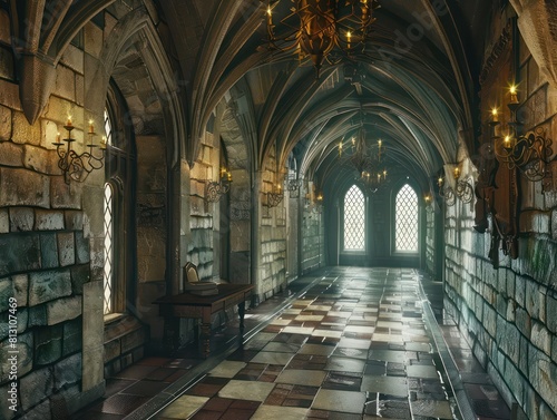 hallway inside a medieval castle