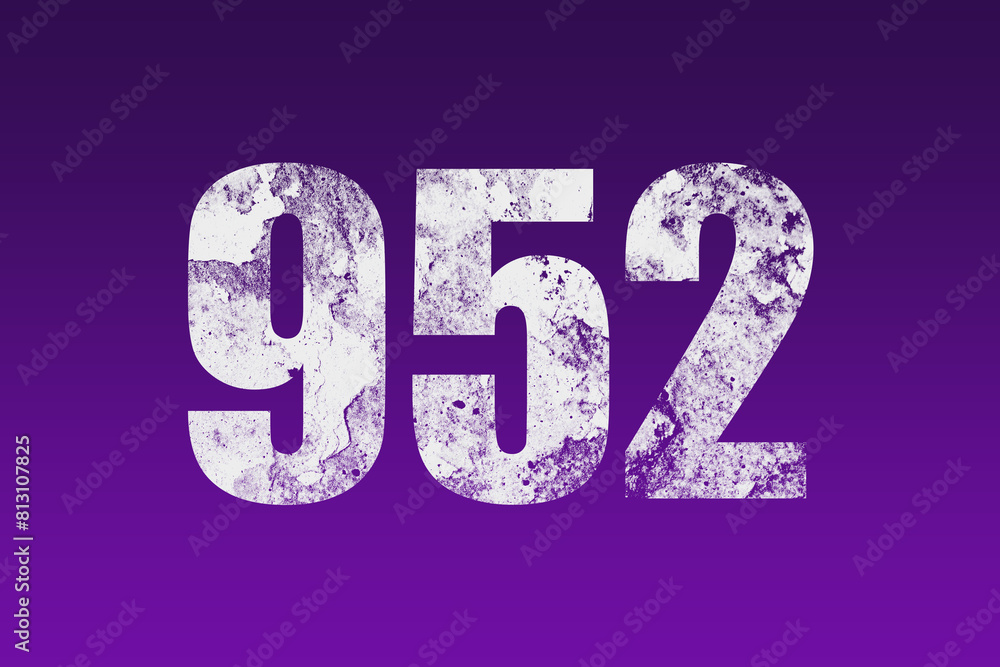 flat white grunge number of 952 on purple background. flat white grunge number of 952 on purple background.
