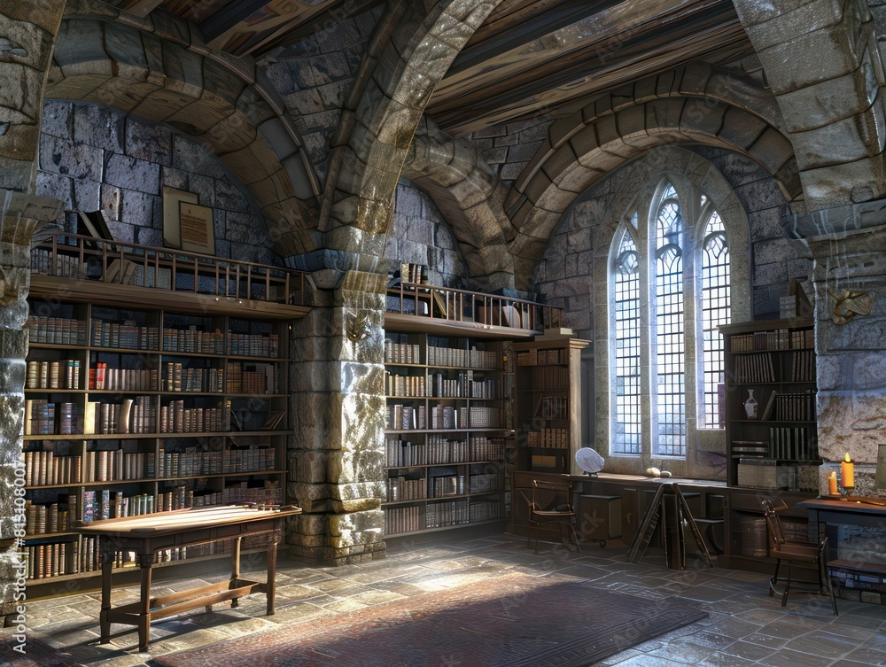 library inside a medieval castle library inside a medieval castle