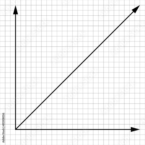 Blank cartesian coordinate system in two dimensions. Math scale template. Vector illustration isolated on white background.