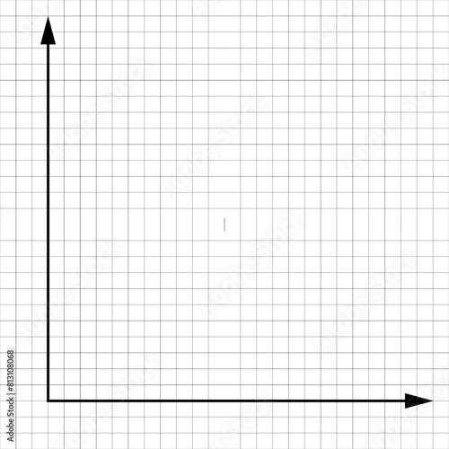 Blank cartesian coordinate system in two dimensions. Math scale template. Vector illustration isolated on white background.