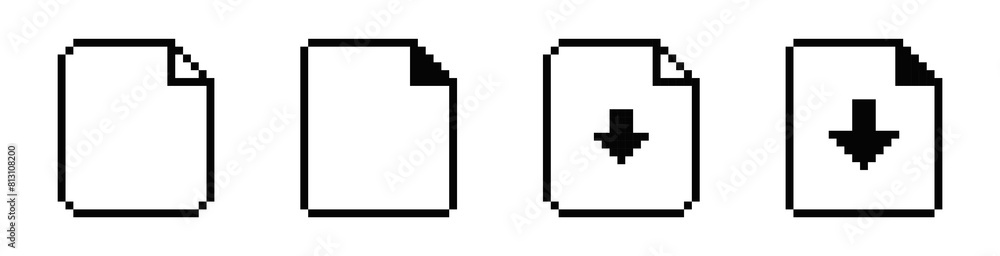 8 bit document vector icon. Pixel 8bit text file old retro symbol 8 bit document vector icon. Pixel 8bit text file old retro symbol