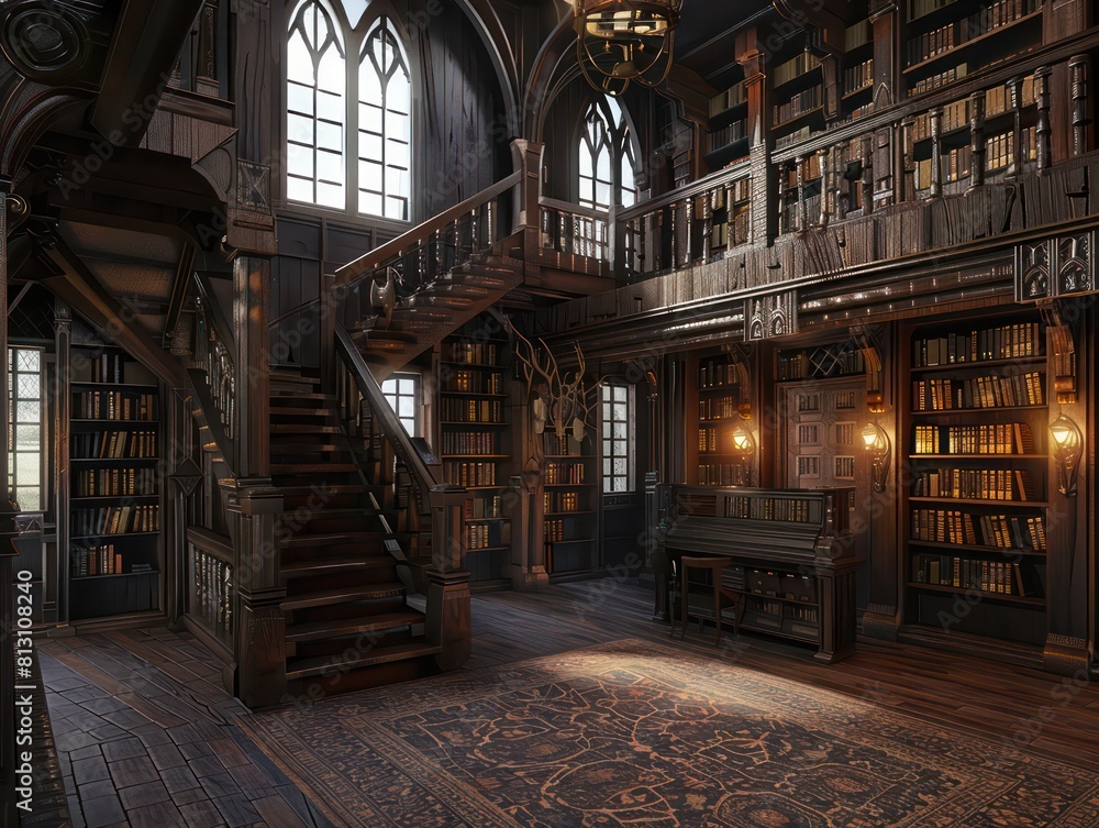 library inside a medieval castle