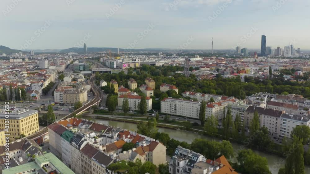 Vienna city skyline aerial shot. Cityscape of Vienna center, Austria Vienna city skyline aerial shot. Cityscape of Vienna center, Austria