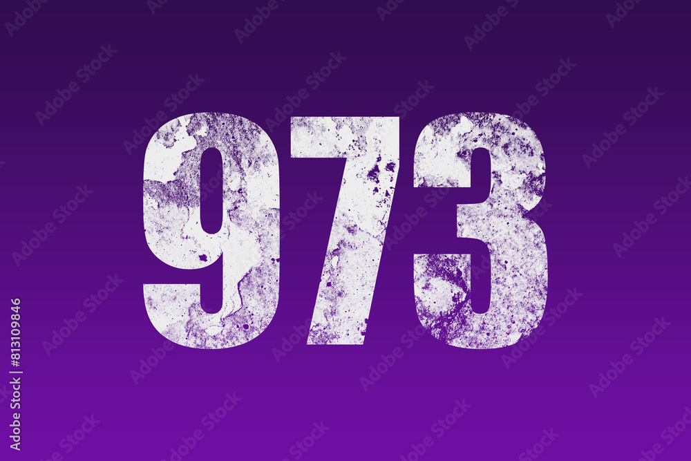 flat white grunge number of 973 on purple background. flat white grunge number of 973 on purple background.