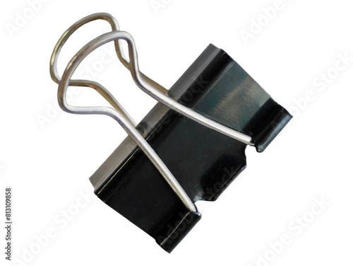 Fototapete A black metal binder clip stationery for paper, office equipment, school or home