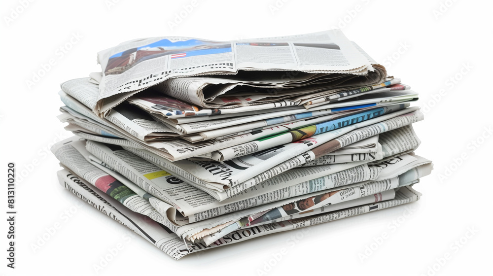 Stack of Newspapers on White Background Stack of Newspapers on White Background