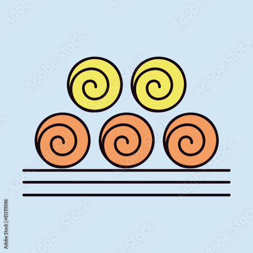 Round hay bales vector icon