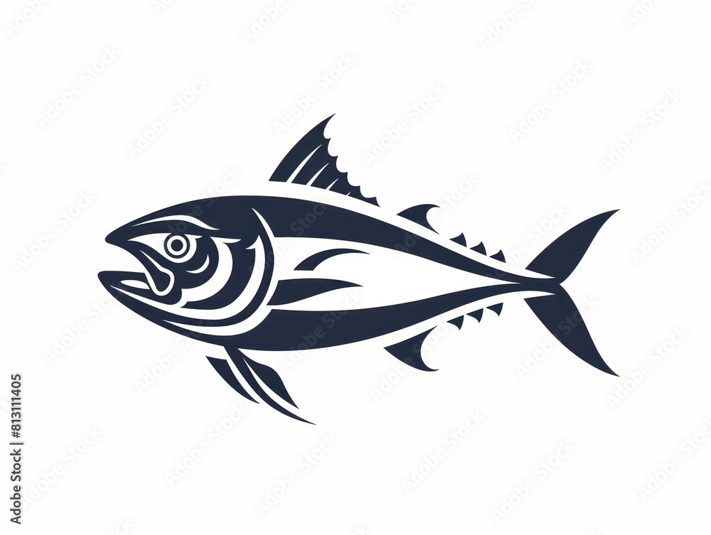 tuna fish line logo design on white background tuna fish line logo design on white background
