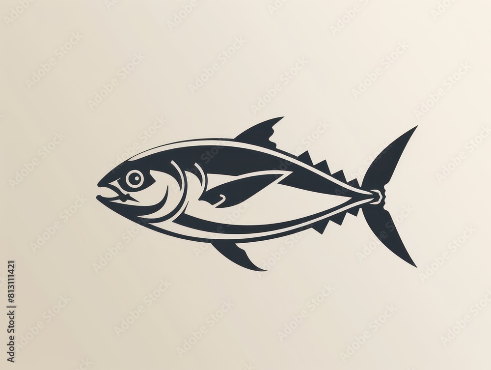tuna fish line logo design on white background tuna fish line logo design on white background
