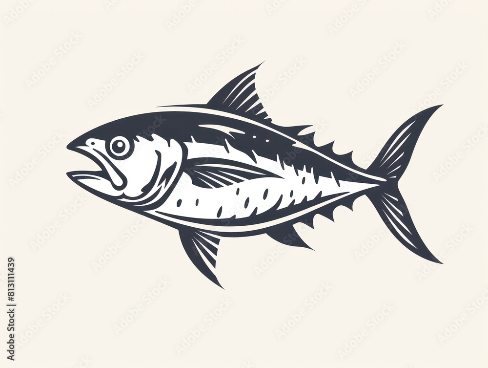 tuna fish line logo design on white background tuna fish line logo design on white background
