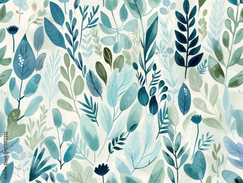 plants springs, green blue pastel colors