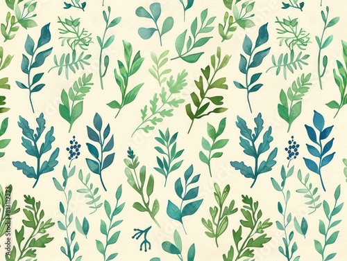 plants springs, green blue pastel colors