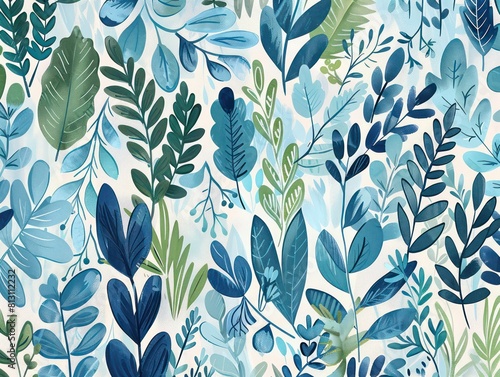 plants springs, green blue pastel colors