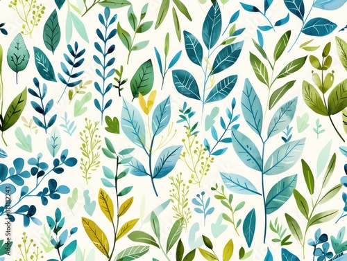 plants springs, green blue pastel colors