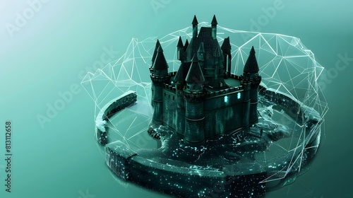 digital moat surrounding a castle symbolizing secure connection