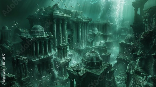 The famous city of Atlantis buried under water. Generatiive ai