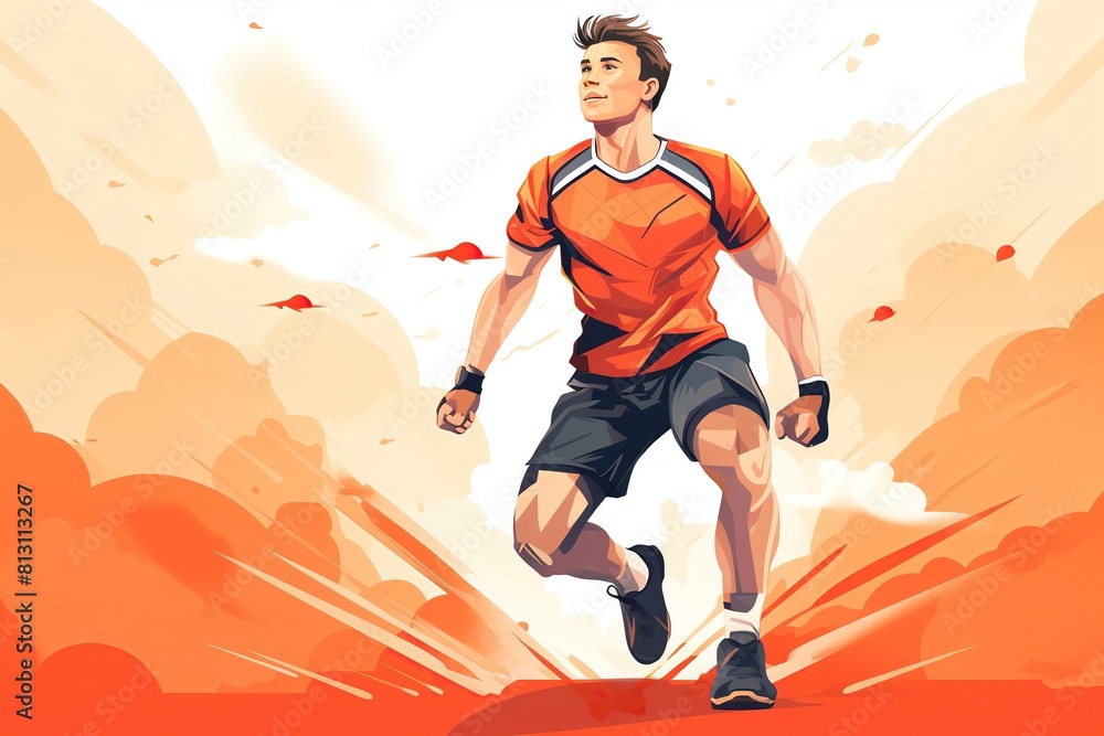 Sports hero flat design side view inspirational story 