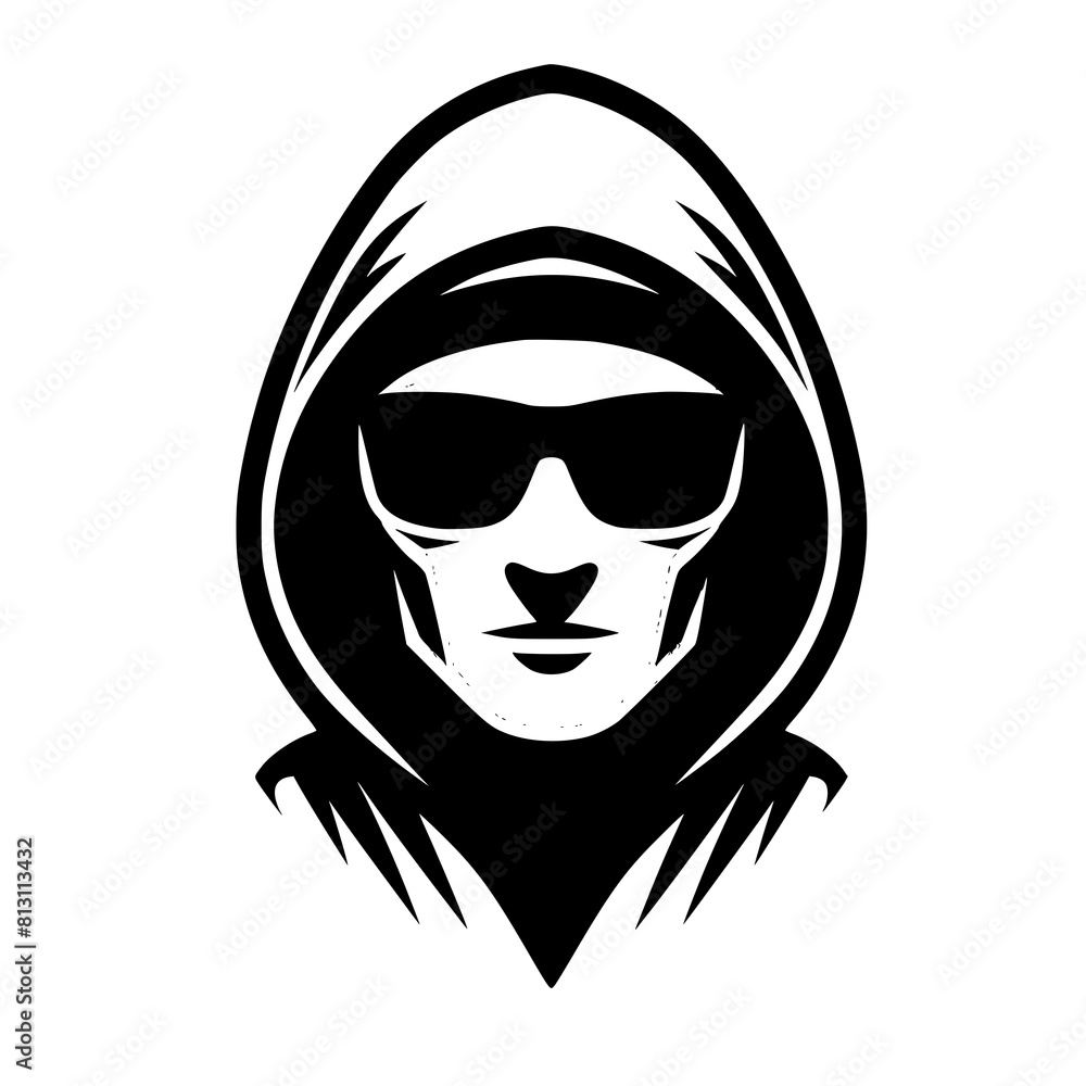 Mysterious Hooded Hacker in Black and White – Vector Illustration on Cybersecurity, Anonymity, and Digital Safety Mysterious Hooded Hacker in Black and White – Vector Illustration on Cybersecurity, Anonymity, and Digital Safety