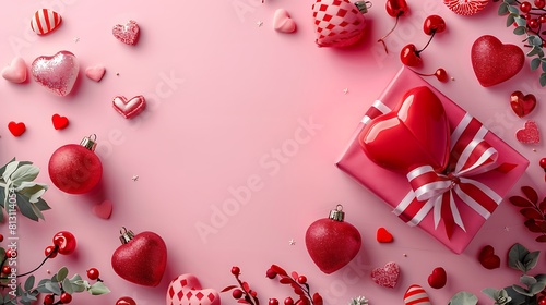 Cute heart background, gift or present decoration, Valentine's Day, Christmas, birthday, copy space, space for text, Generative AI.可愛いハートの背景、ギフトやプレゼントの装飾、バレンタインデー、クリスマス、誕生日、コピースペース,テキスト用スペース