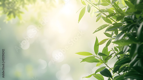 foliage background with bright background with copy space