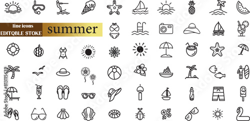Big summer vacations icon set