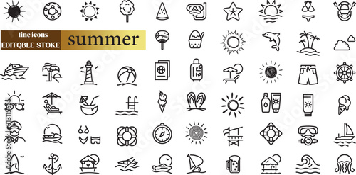 Big summer vacations icon set