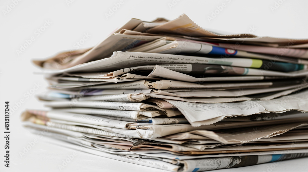 Stack of Newspapers on White Background Stack of Newspapers on White Background