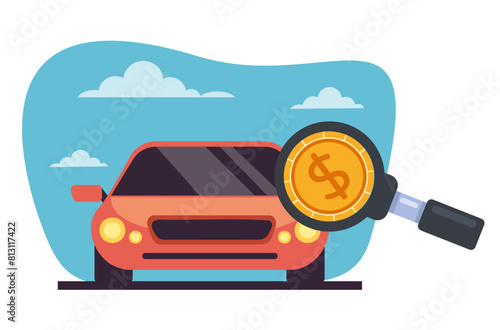 Price of car investment isolated concept. Vector flat cartoon graphic design illustration