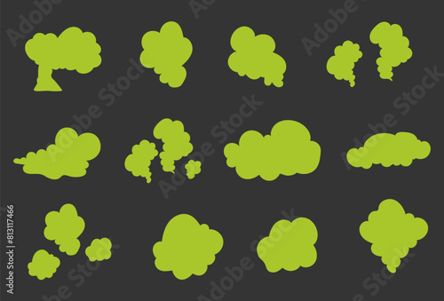 Smell cloud stink poison smoke gas isolated set concept. Vector graphic design illustration	
