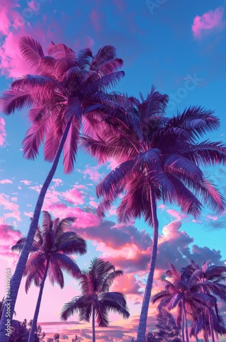 Group of Palm Trees on a Beach