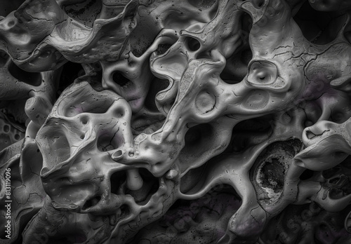 Abstract Monochrome Sculpture of Fluid, Organic Forms