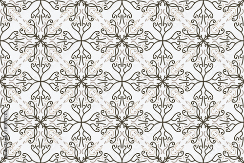 a seamless pattern with a decorative ornament in brown and beige.