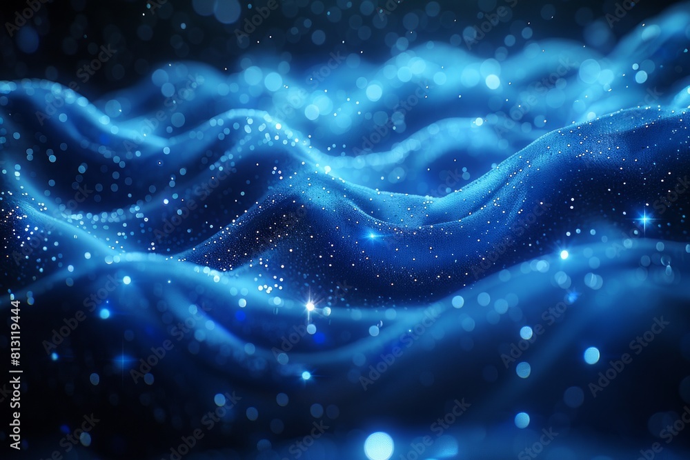 A rippling blue wave with twinkling stars in the background, creating a mesmerizing scene. A rippling blue wave with twinkling stars in the background, creating a mesmerizing scene.