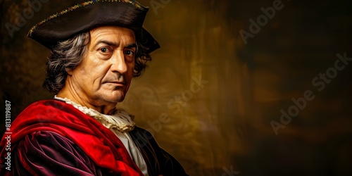 Portrait of Christopher Columbus, the navigator and explorer, honored on Columbus Day in the USA. Concept History, Exploration, Christopher Columbus, Columbus Day, National Holiday photo