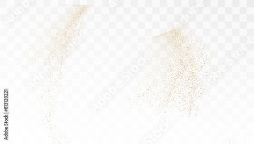 Gold glitter wave abstract vector background PNG, gold glitter on white background, VIP design template. 
