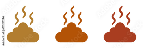 Dog poop icon with smell. Baby silhouette shit symbol