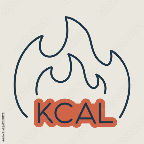 Kcal fire vector icon. Calorie burn, fat burning