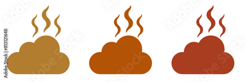 Dog poop icon with smell. Baby silhouette shit symbol