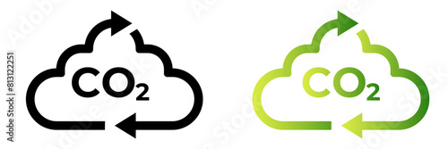 Co2 carbon dioxide cycle icon. Co2 emissions neutral symbol