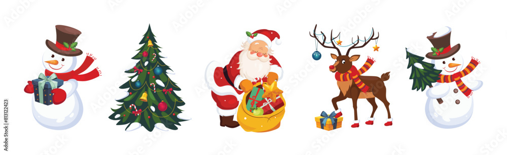 Christmas and New Year Holiday Object and Item Vector Set Christmas and New Year Holiday Object and Item Vector Set