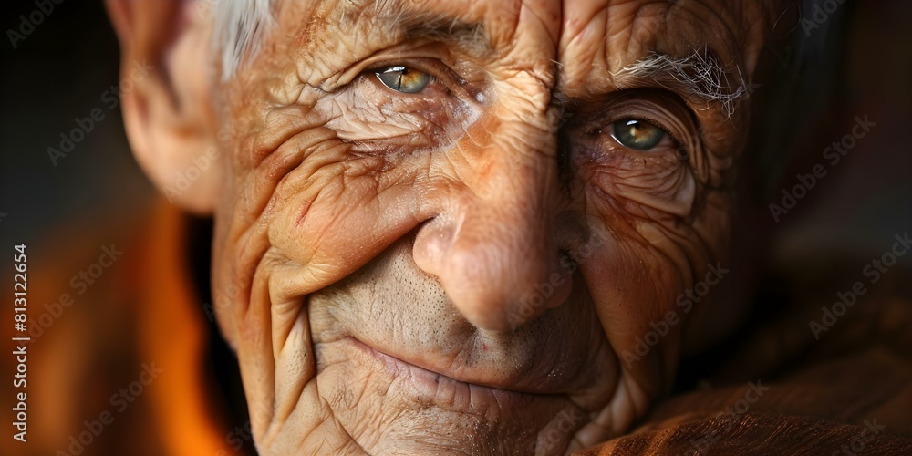 Close-up of an elderly man's face highlighting prominent upper wrinkles. Concept Portrait Photography, Close-up shots, Elderly man, Facial features, Wrinkles Close-up of an elderly man's face highlighting prominent upper wrinkles. Concept Portrait Photography, Close-up shots, Elderly man, Facial features, Wrinkles