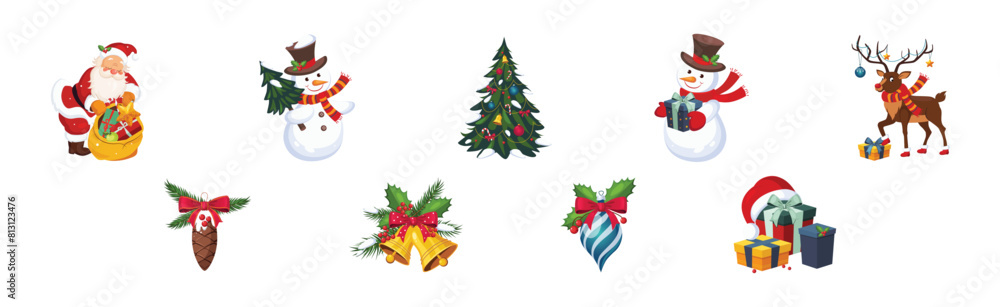 Christmas and New Year Holiday Object and Item Vector Set Christmas and New Year Holiday Object and Item Vector Set