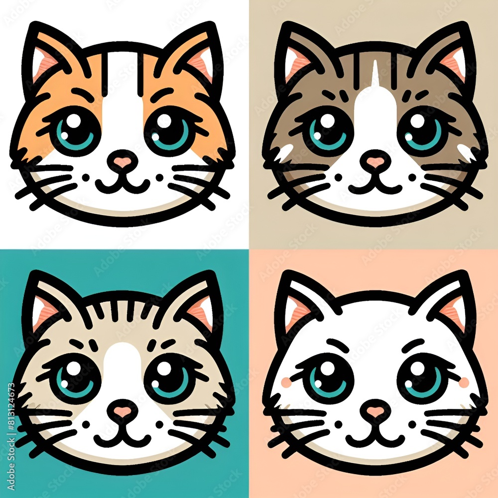 Fototapeta premium Cat Face Vector Art Illustration 